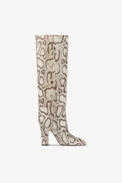 Boots In Natural Printed Python Leather