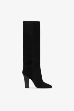 Boots In Black Calf Suede Leather
