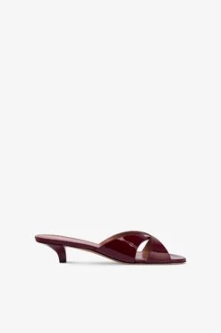 Paris Texas Mules In Patent Rouge Noir Leather