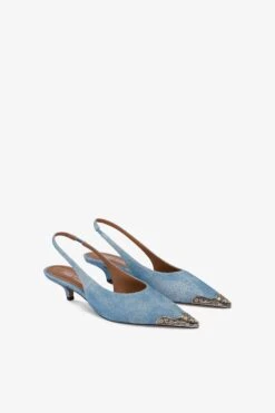 Paris Texas Slingbacks In Denim Suede Leather -Paris Texas Brand Shop PX1527XVPOJNEUTRO 2