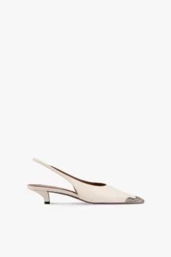 Paris Texas Slingbacks In Milk White Leather