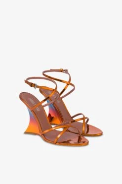 Sandals In Orange Sunset Mirror-effect Leather -Paris Texas Brand Shop PX1541XNPMR23ORANGE DUSK 2
