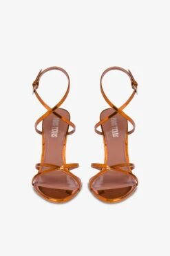 Sandals In Orange Sunset Mirror-effect Leather -Paris Texas Brand Shop PX1541XNPMR23ORANGE DUSK 3