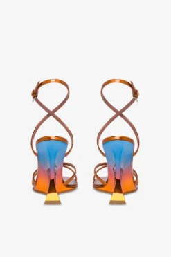 Sandals In Orange Sunset Mirror-effect Leather -Paris Texas Brand Shop PX1541XNPMR23ORANGE DUSK 4 scaled