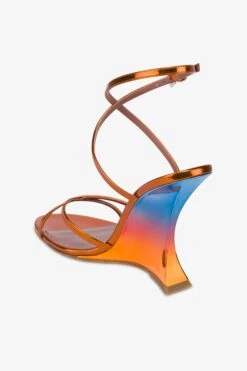 Sandals In Orange Sunset Mirror-effect Leather -Paris Texas Brand Shop PX1541XNPMR23ORANGE DUSK 5