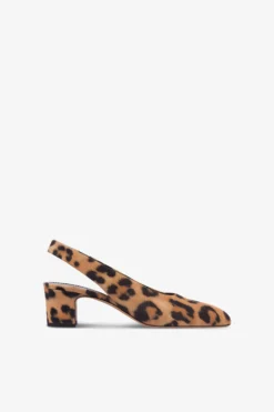 Paris Texas Slingbacks In Natural Leopard-print Suede Leather