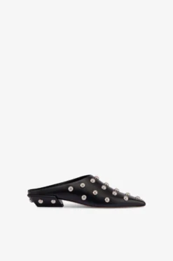 Paris Texas Sabots In Nickel-studded Black Leather