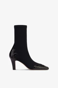 Paris Texas Boots In Black Croco-embossed And Stretchy Leather