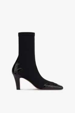 Paris Texas Boots In Black Croco-embossed And Stretchy Leather