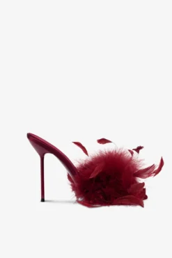 Paris Texas Mules In Burgundy Satin