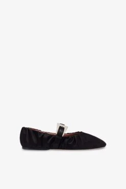 Paris Texas Ballet Flats In Black Satin