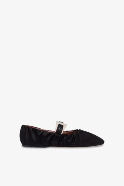 Paris Texas Ballet Flats In Black Satin