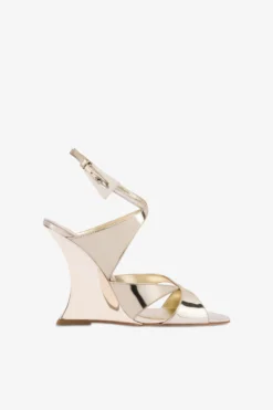 Paris Texas Sandals In Platinum Mirror-effect Leather