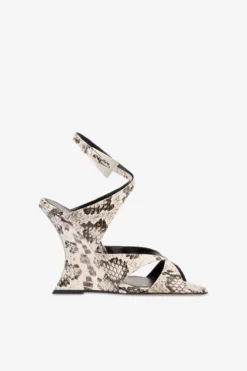 Paris Texas Sandals In White Python-print Leather