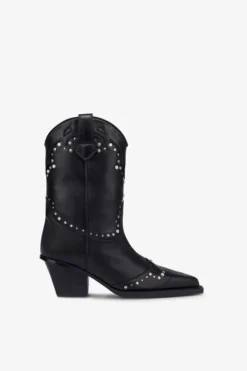 Paris Texas Boots In Nickel-studded Black Leather