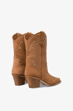 Boots In Terracotta Suede Leather With Silver Studs -Paris Texas Brand Shop PX1599XV0ST513COCCIO NICKEL 3