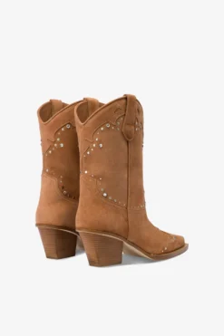 Boots In Terracotta Suede Leather With Silver Studs -Paris Texas Brand Shop PX1599XV0ST513COCCIO NICKEL 3 scaled