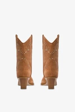 Boots In Terracotta Suede Leather With Silver Studs -Paris Texas Brand Shop PX1599XV0ST513COCCIO NICKEL 4