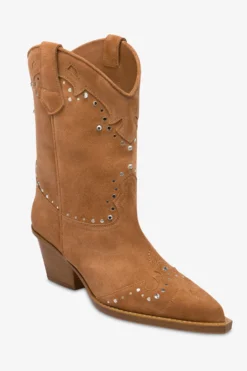 Boots In Terracotta Suede Leather With Silver Studs -Paris Texas Brand Shop PX1599XV0ST513COCCIO NICKEL 5 scaled