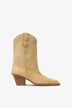 Boots In Suede Leather With Silver Studs