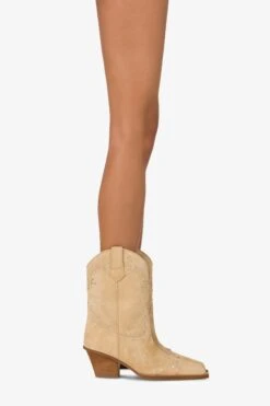 Boots In Suede Leather With Silver Studs -Paris Texas Brand Shop PX1599XV0ST653ECRU NICKEL 10