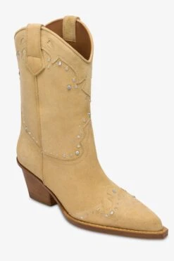 Boots In Suede Leather With Silver Studs -Paris Texas Brand Shop PX1599XV0ST653ECRU NICKEL 5