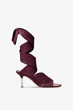 Wrap-around Sandals In Rouge Noir Leather