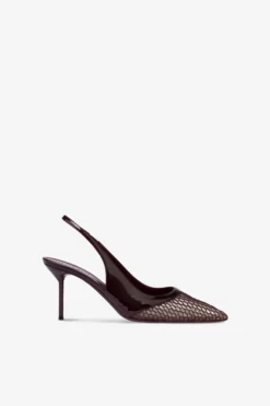 Slingbacks In Rouge Noir Mesh And Patent Leather