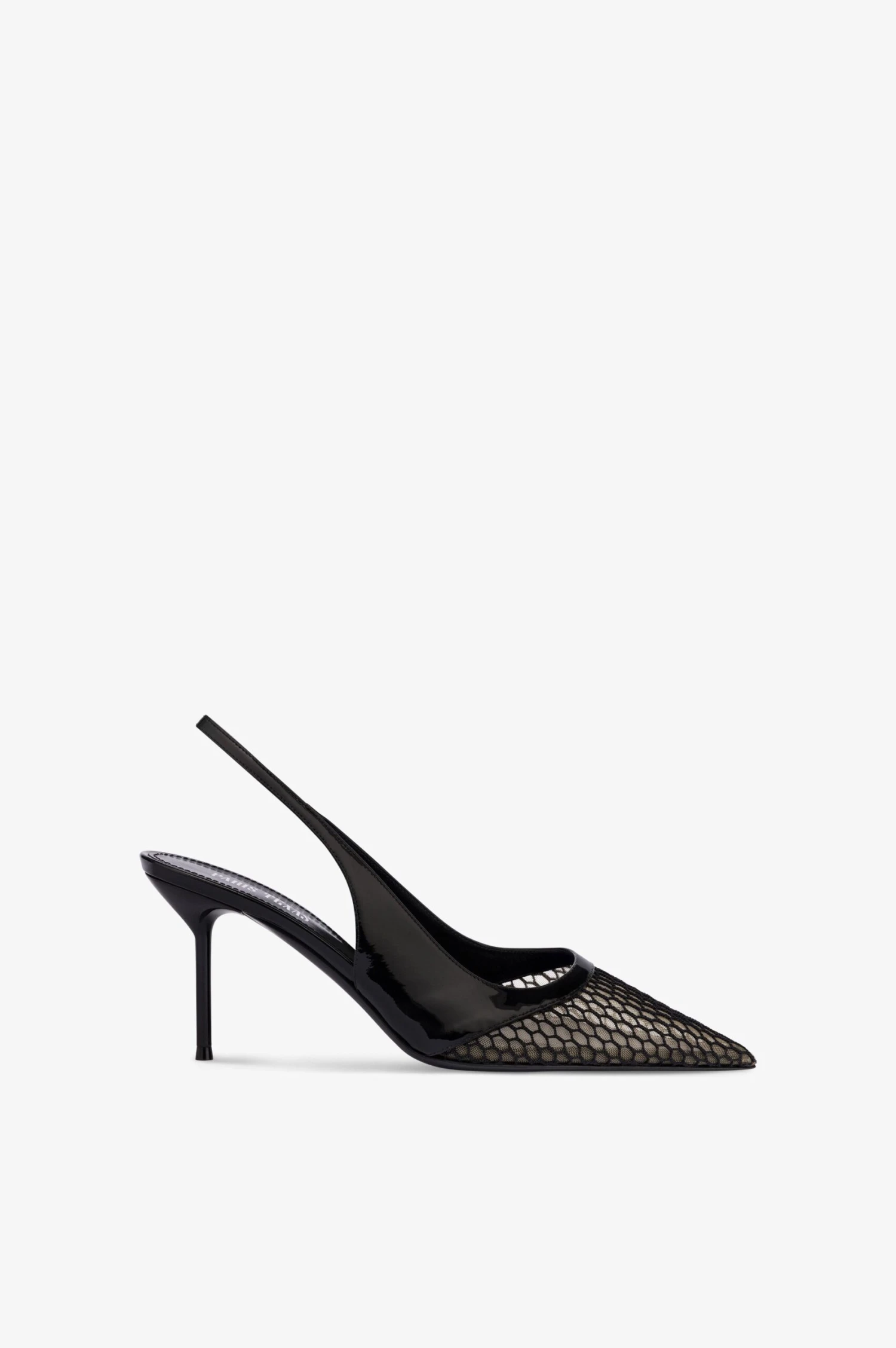 Slingbacks In Black Mesh And Patent Leather 3 Slingbacks In Black Mesh And Patent Leather