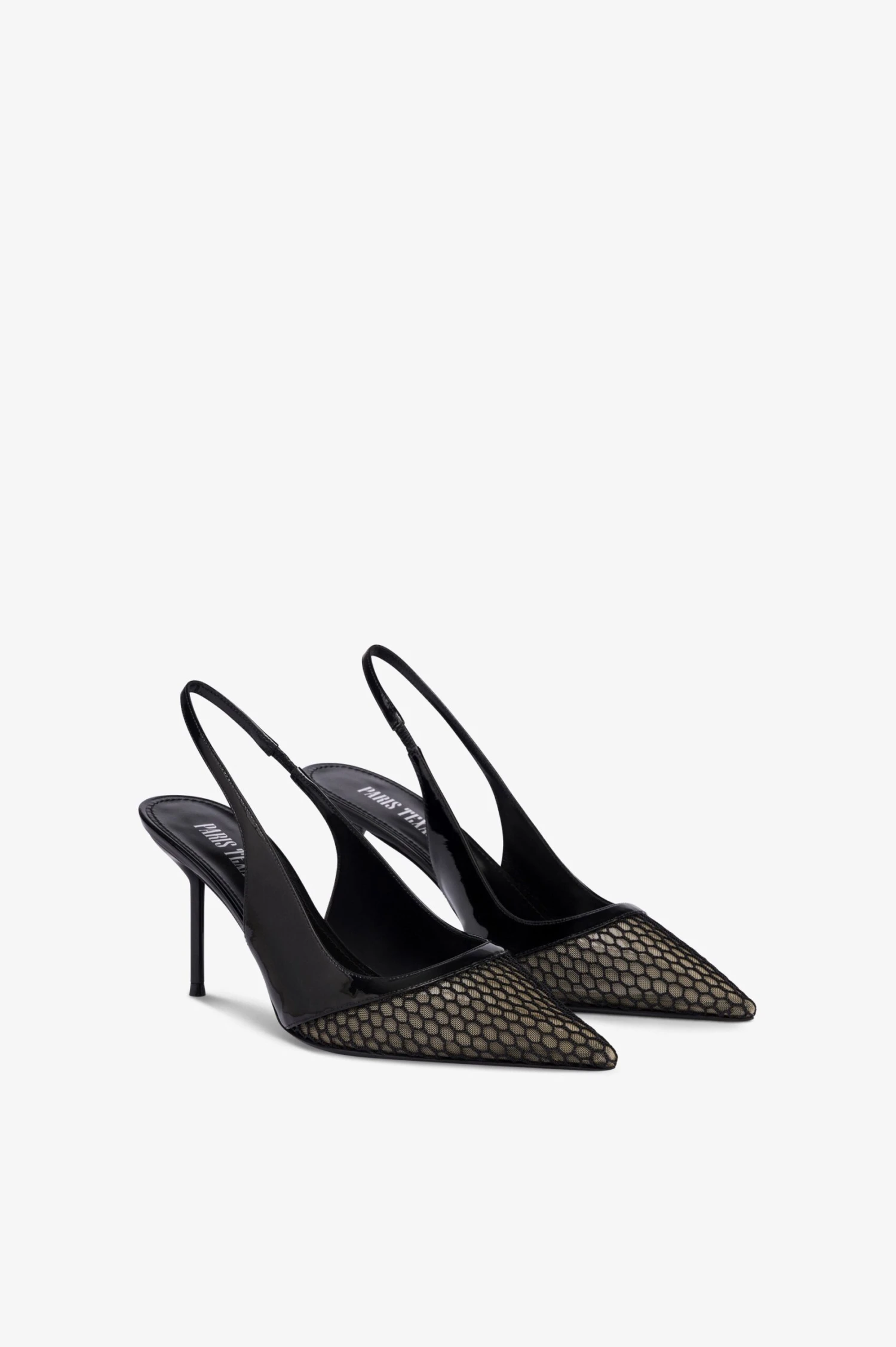 Slingbacks In Black Mesh And Patent Leather 4 Slingbacks In Black Mesh And Patent Leather - Image 2