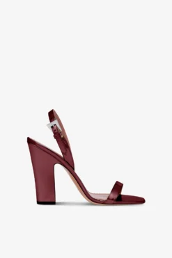 Slingbacks In Wine-colored Mirror-effect Leather