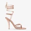 Lace-up Sandals In Rose Gold Metallic Python-print Leather -Paris Texas Brand Shop PX1630XPMRRROSEGOLD 1