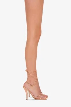 Lace-up Sandals In Rose Gold Metallic Python-print Leather 13 Lace-up Sandals In Rose Gold Metallic Python-print Leather -Paris Texas Brand Shop PX1630XPMRRROSEGOLD 10A