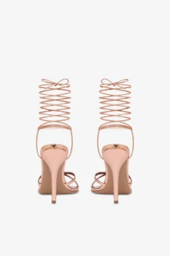 Lace-up Sandals In Rose Gold Metallic Python-print Leather -Paris Texas Brand Shop PX1630XPMRRROSEGOLD 4 scaled