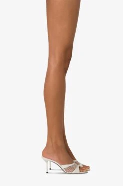 Mules In White Mesh And Patent Leather -Paris Texas Brand Shop PX1632XVNMS531NATURALE 10351 10