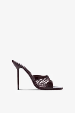 Mules In Rouge Noir Mesh And Patent Leather