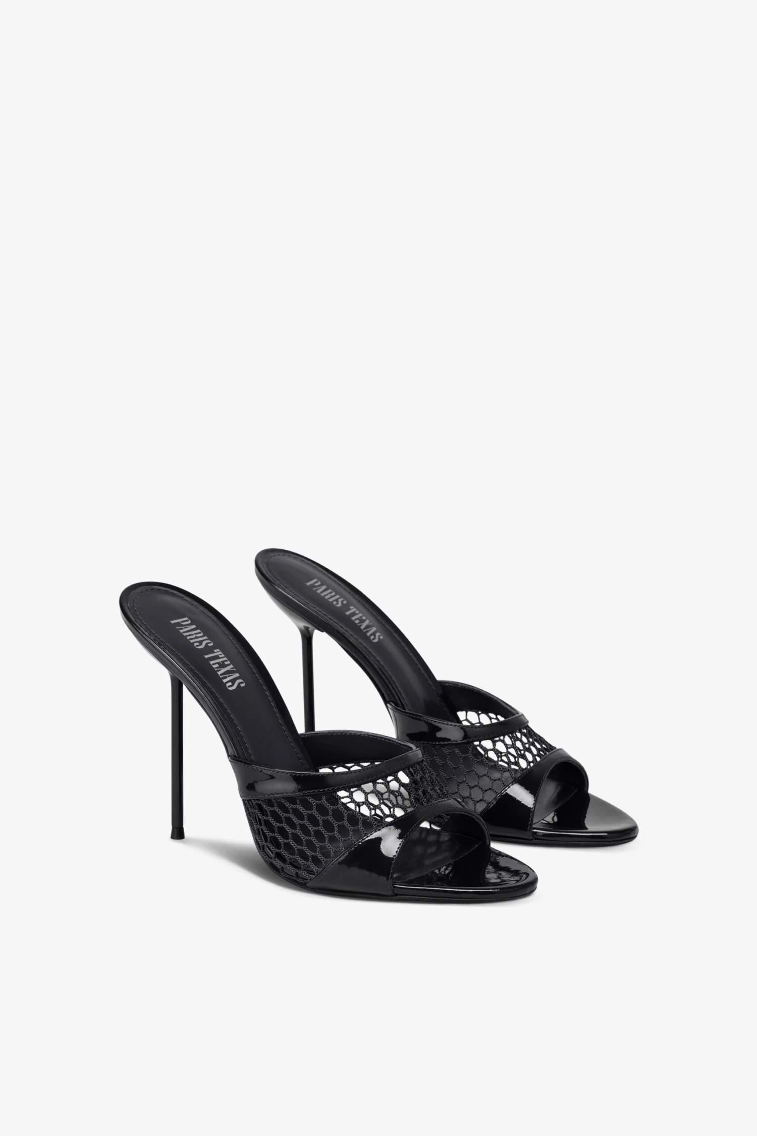 Mules In Black Mesh And Patent Leather 4 Mules In Black Mesh And Patent Leather - Image 2