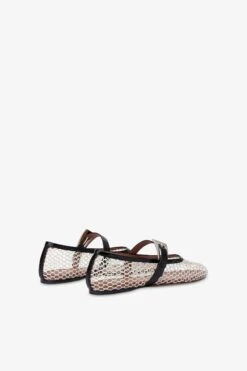 Ballet Flats In White Mesh And Black Croco-embossed Leather -Paris Texas Brand Shop PX1638XMSCO351NATURALE NERO 3