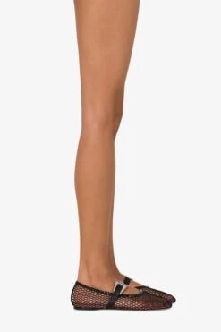 Ballet Flats In Black Mesh And Croco-embossed Leather -Paris Texas Brand Shop PX1638XMSCONERO NERO 10