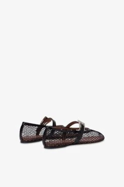 Ballet Flats In Black Mesh And Croco-embossed Leather -Paris Texas Brand Shop PX1638XMSCONERO NERO 3