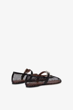 Ballet Flats In Black Mesh And Croco-embossed Leather -Paris Texas Brand Shop PX1638XMSCONERO NERO 3 scaled