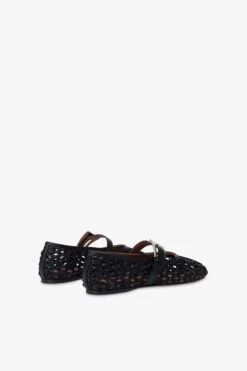 Ballet Flats In Black Raffia And Leather -Paris Texas Brand Shop PX1638XSWVT10NERO NERO 3