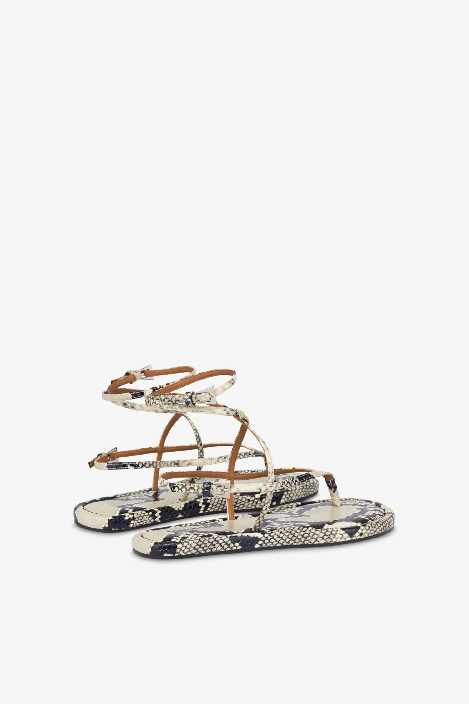 Lace-up Sandals In Natural Python-print Leather 5 Lace-up Sandals In Natural Python-print Leather - Image 3