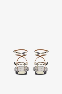 Lace-up Sandals In Natural Python-print Leather -Paris Texas Brand Shop PX1644XPRPT116NATURALE 4 scaled