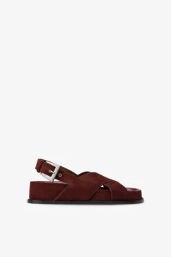 WOOD-COLOURED SUEDE SANDALS