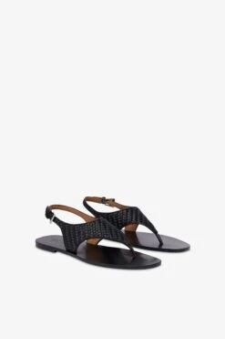 Sandals In Natural Raffia And Black Leather -Paris Texas Brand Shop PX1659XRFNPBEIGE NERO 2