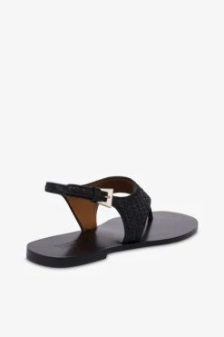 Sandals In Natural Raffia And Black Leather -Paris Texas Brand Shop PX1659XRFNPBEIGE NERO 5