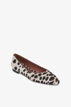 Ballet Flats In White And Dark Brown Printed Cowhide -Paris Texas Brand Shop PX1676XPRCHBIANCO TMORO 5