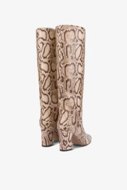Boots In White And Dark Brown Python Printed Leather -Paris Texas Brand Shop PX1683XPTDAPOWDER 3 scaled