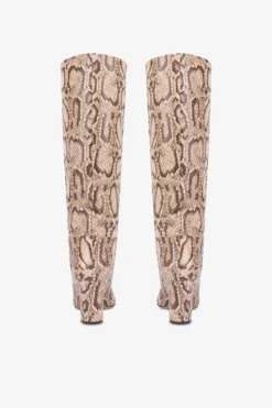 Boots In White And Dark Brown Python Printed Leather -Paris Texas Brand Shop PX1683XPTDAPOWDER 4 scaled